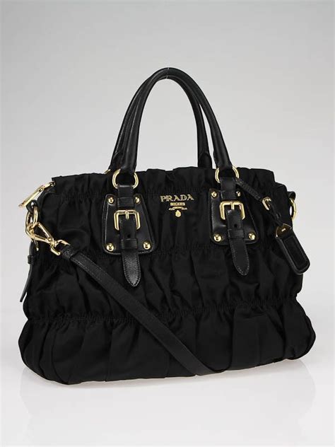 prada black tessuto nylon gaufre satchel bag bn1336